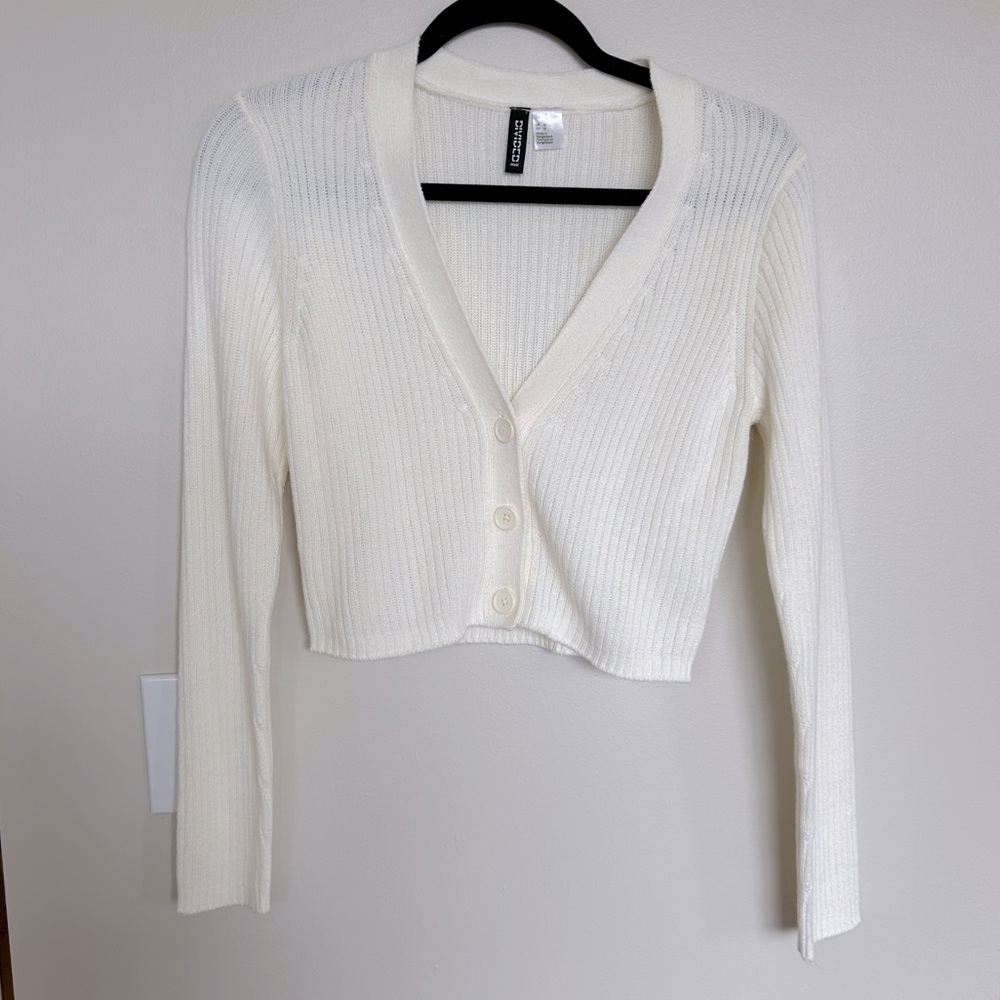 H&M White Knit Ribbed Sweater
